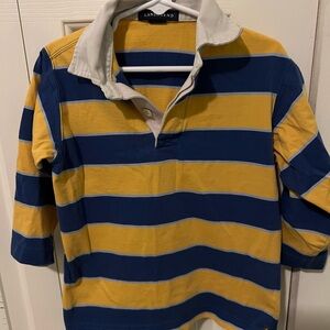 Lands' End Blue and Yellow Striped Polo Shirt